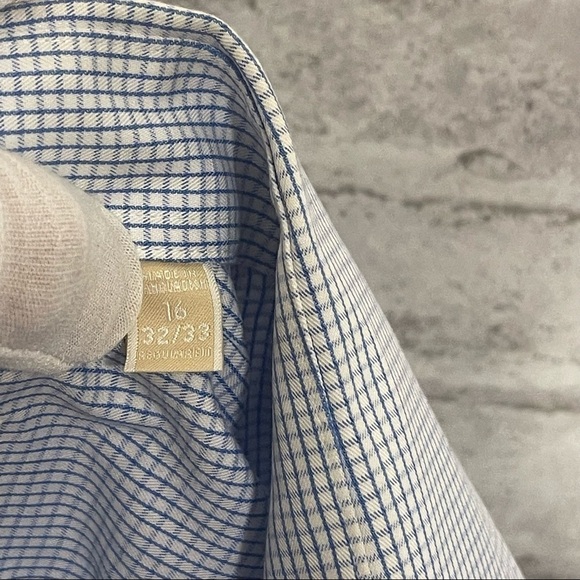 MICHAEL KORS Men’s‎ Button down Collared Dress Shirt Blue Checkered Grid Pattern - Picture 6 of 6